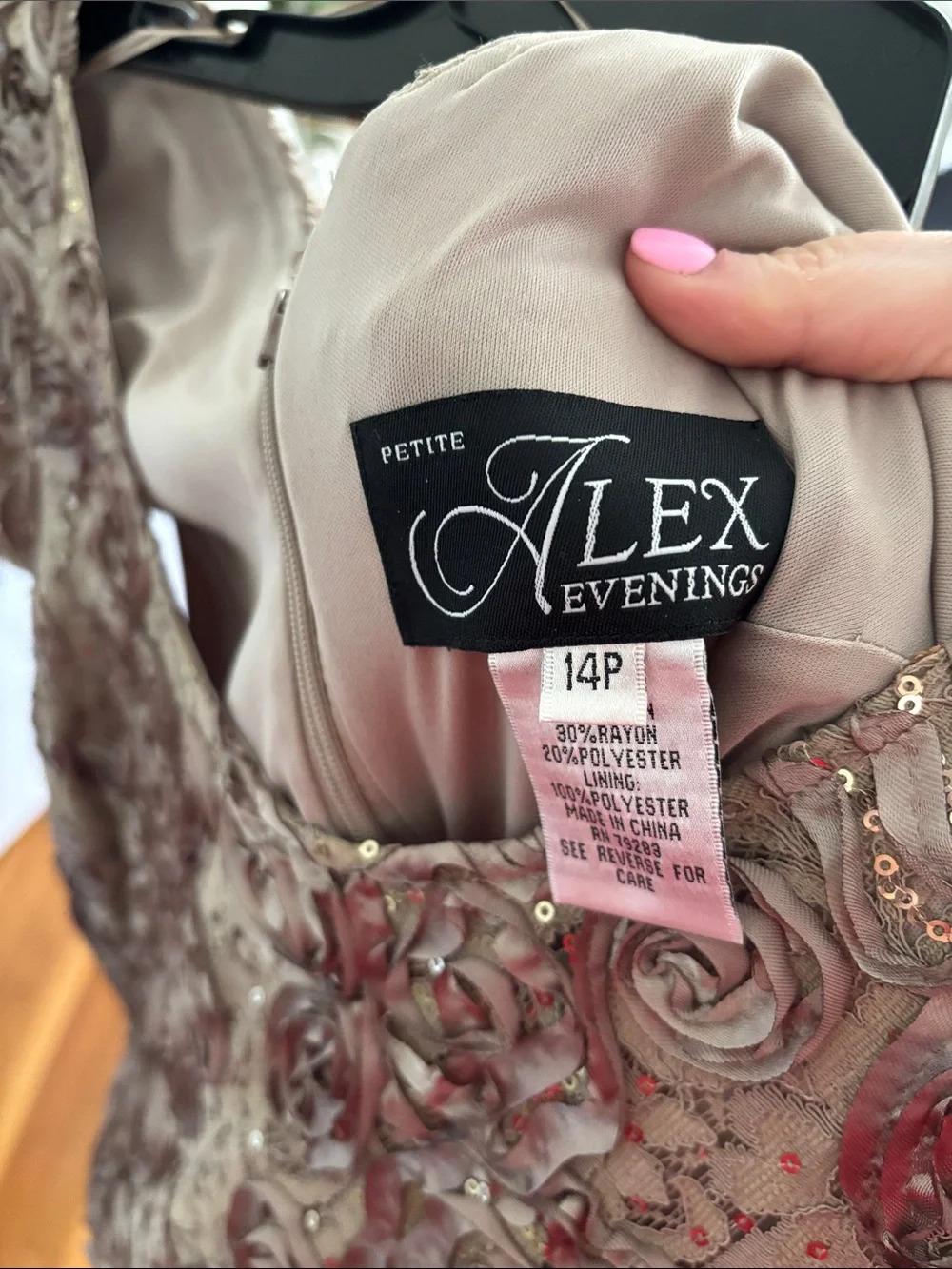 Alex Evenings Taupe Floral Embellished Evening Gown - Picture 6 of 7